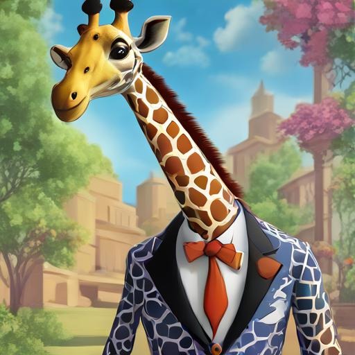 a giraffe wearing a tuxedo
