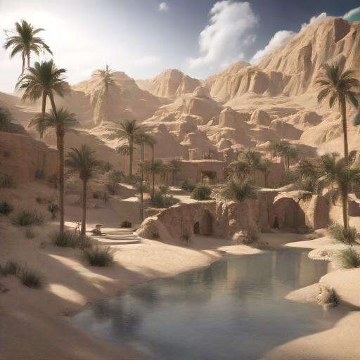  A desert oasis with a hidden ancient city