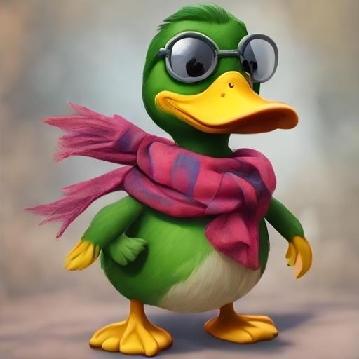 A duck wearing a scarf and sunglasses